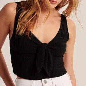 Abercrombie & Fitch Black Tie-Front Tank Top